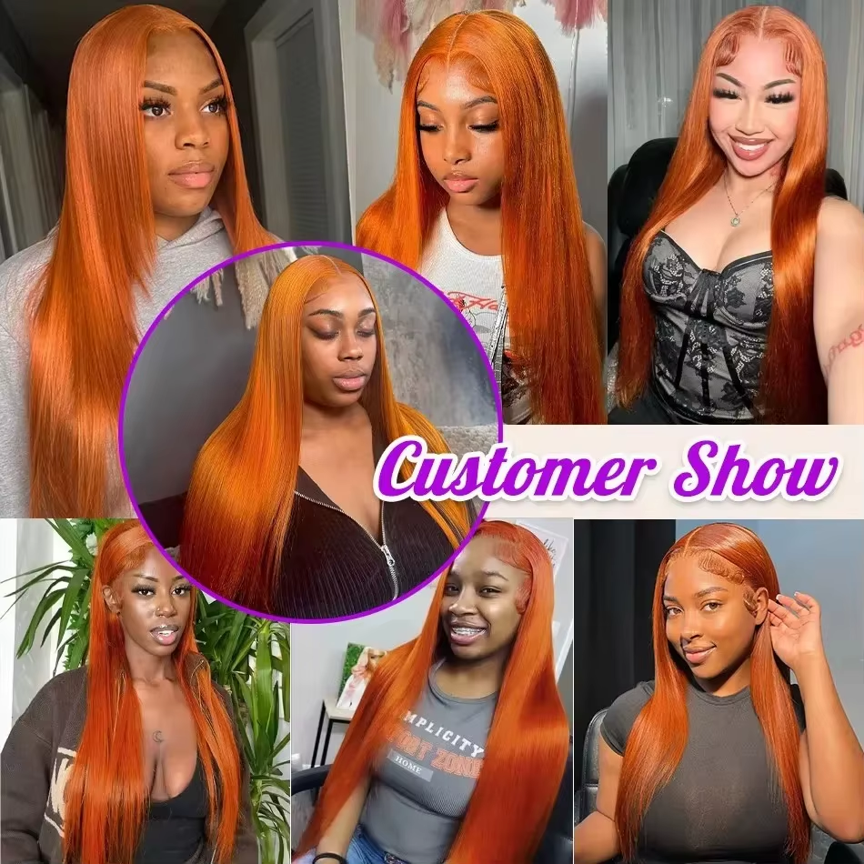 ⚡️|BigSale|Gefily 26‘’-36‘’ 13x4 #350 Ginger Orange Straight Lace Front Wig Straight Hair