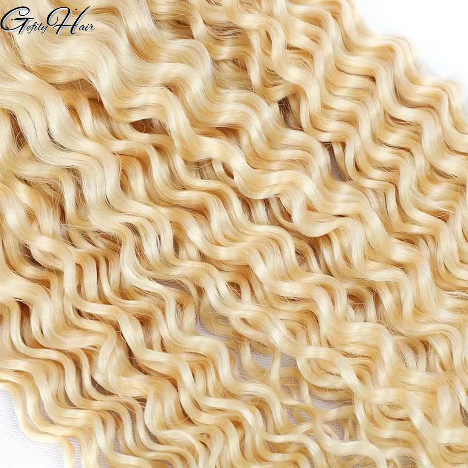 Gefily 16’’–26’’ Braiding Hair 613 Blonde Deep Curly Wave Hair – 100% Virgin Human Hair, Soft & Full