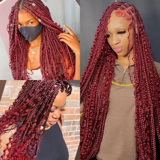 Gefily 16’’–26’’ Braiding Hair #99J Burgundy Red Deep Curly Wave Hair – 100% Virgin Human Hair, Soft & Full