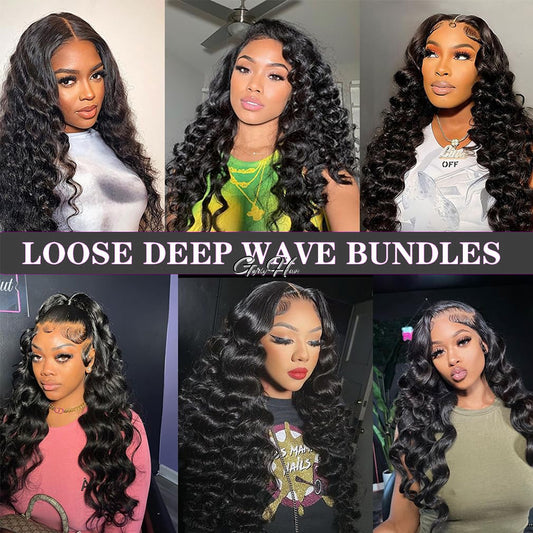 Gefily 18’’–34’’ Bundles Natural Black Loose Wave Hair –100% Virgin Brazilian Human Hair, Premium Quality, Full Density, Minimal Shedding & Long Lifespan