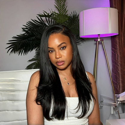 Gefily 20”-40” 13x6 Lace Natural Black Long Straight Wig – Sleek Long Style, Elegant and Timeless