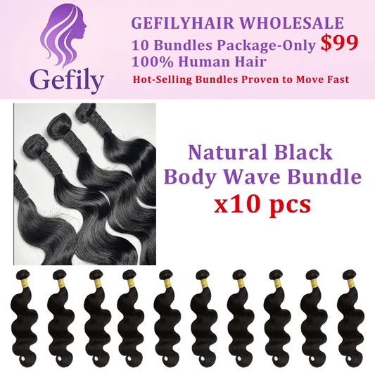 Gefily WHOLESALE 10PCS ONLY 99$ Brazilian Bundles Natural Black Body Wave Hair