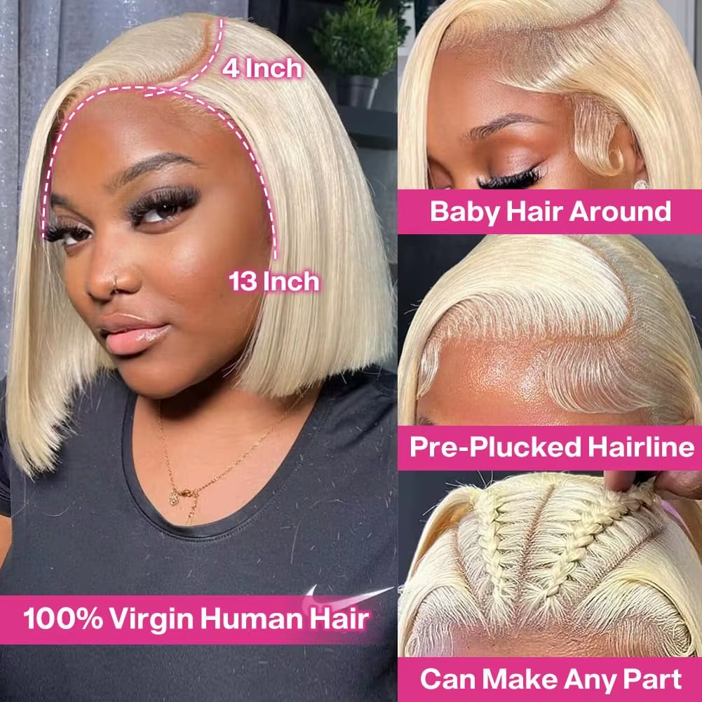 Gefily-10 Inch 613 Blonde Silky Straight 13x4 Lace Wig