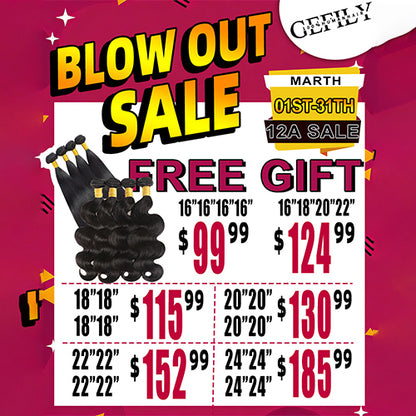 Gefily 16’’–30’’ Grade 12A Double Drawn Brazilian Natural Black Bundles