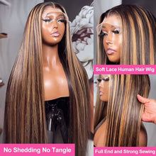 Gefily 18”-42” 360/13x4/13x6 Lace 4/27 Highlight Brown Long Straight Wig –  Sleek Long Style, Elegant and Timeless