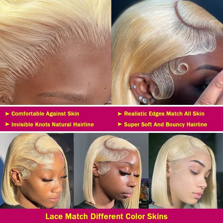 Gefily 12” 5x5 613 Blonde Silky Straight Bob Wig – 100% Human Hair, Effortless Chic Look