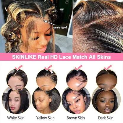 Gefily 20”-40” 360/13x6 Lace 4/27 Highlight Brown Long Straight Wig –  Sleek Long Style, Elegant and Timeless