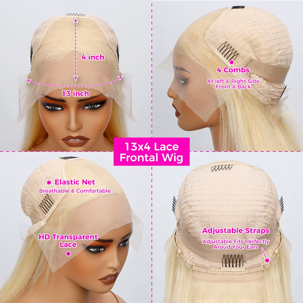 Gefily-10 Inch 613 Blonde Silky Straight 13x4 Lace Wig
