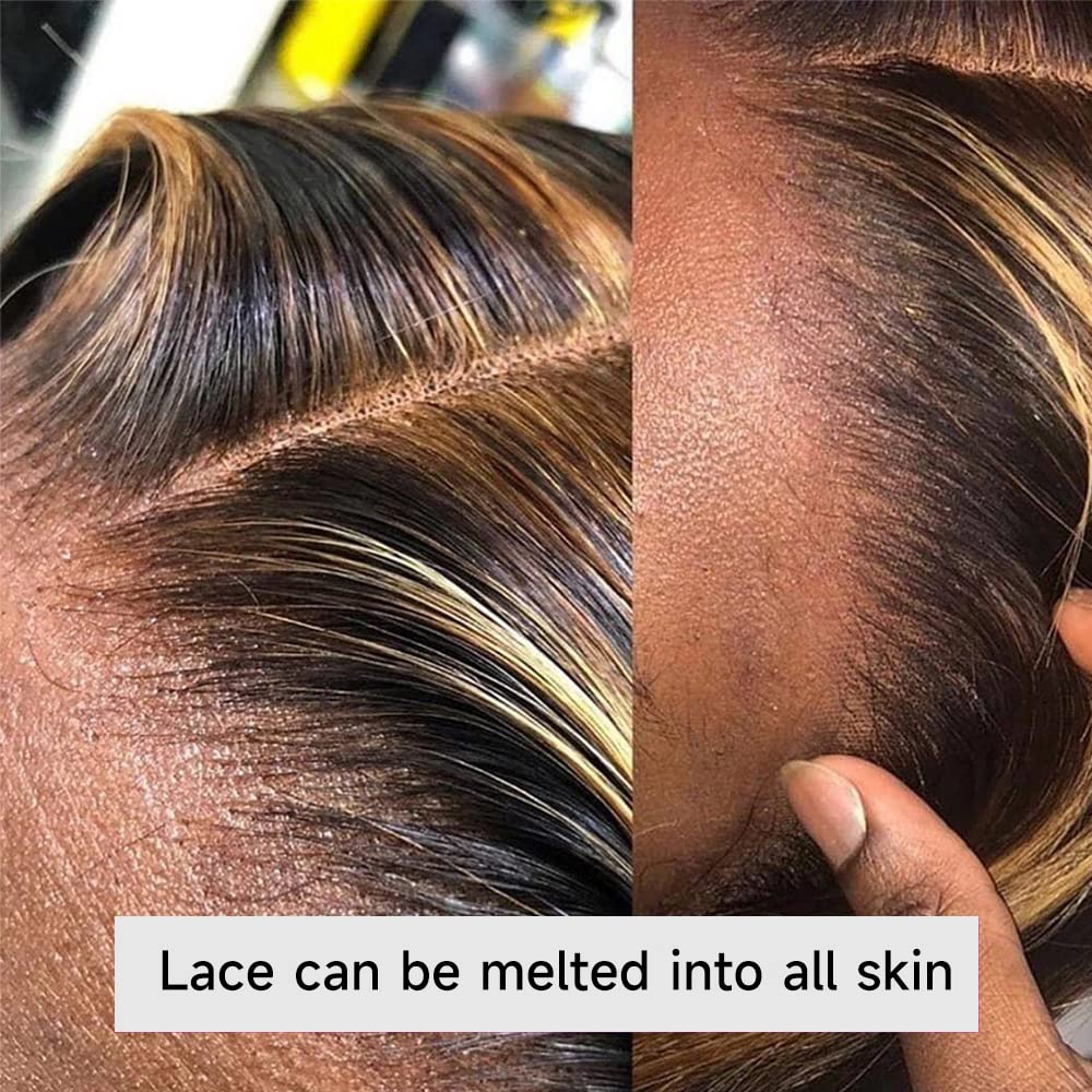 Gefily 20’’–42’’13x6 Lace Front Wig 4/27 Highlight Ombre Honey Blonde Body Wave – Sunlit Brown & Blonde Highlights, Silky Human Hair, Natural-Looking & Long-Lasting