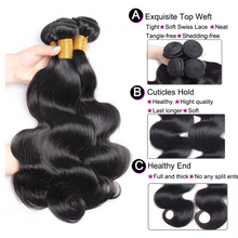 Gefily 16-34Inch Natural Black Body Wave Hair Bundles Virgin Brazilian Hair Weave 4 Bundles