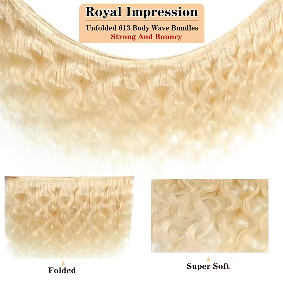 Gefily 16-30Inch Color 613 Body Hair BundlesWave 4 Bundles
