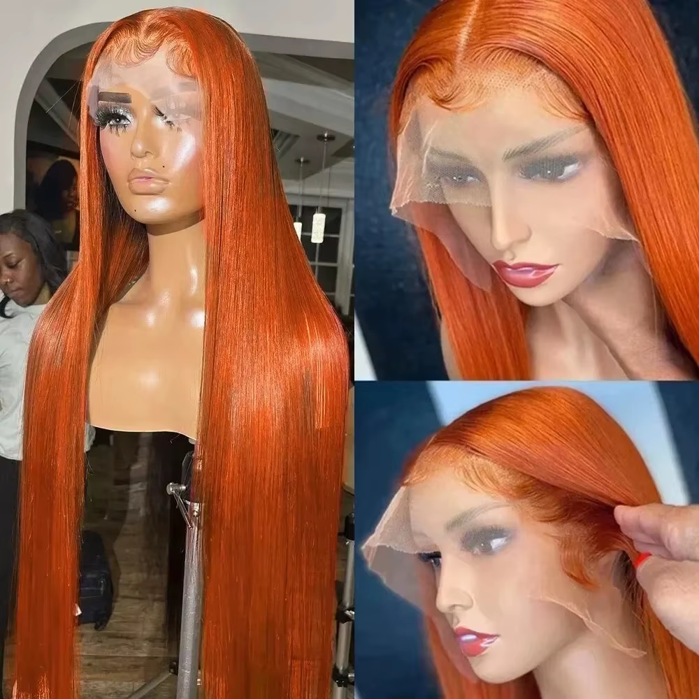 ⚡️|BigSale|Gefily 26‘’-36‘’ 13x4 #350 Ginger Orange Straight Lace Front Wig Straight Hair