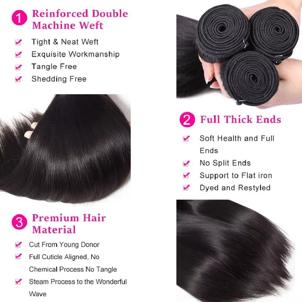 Wholesale of 20 Bundles of Bundles for Only $670- Premium Natural Straight Bundles Human Hair 10 bundles of 22 inches+10 bundles of 28 inches