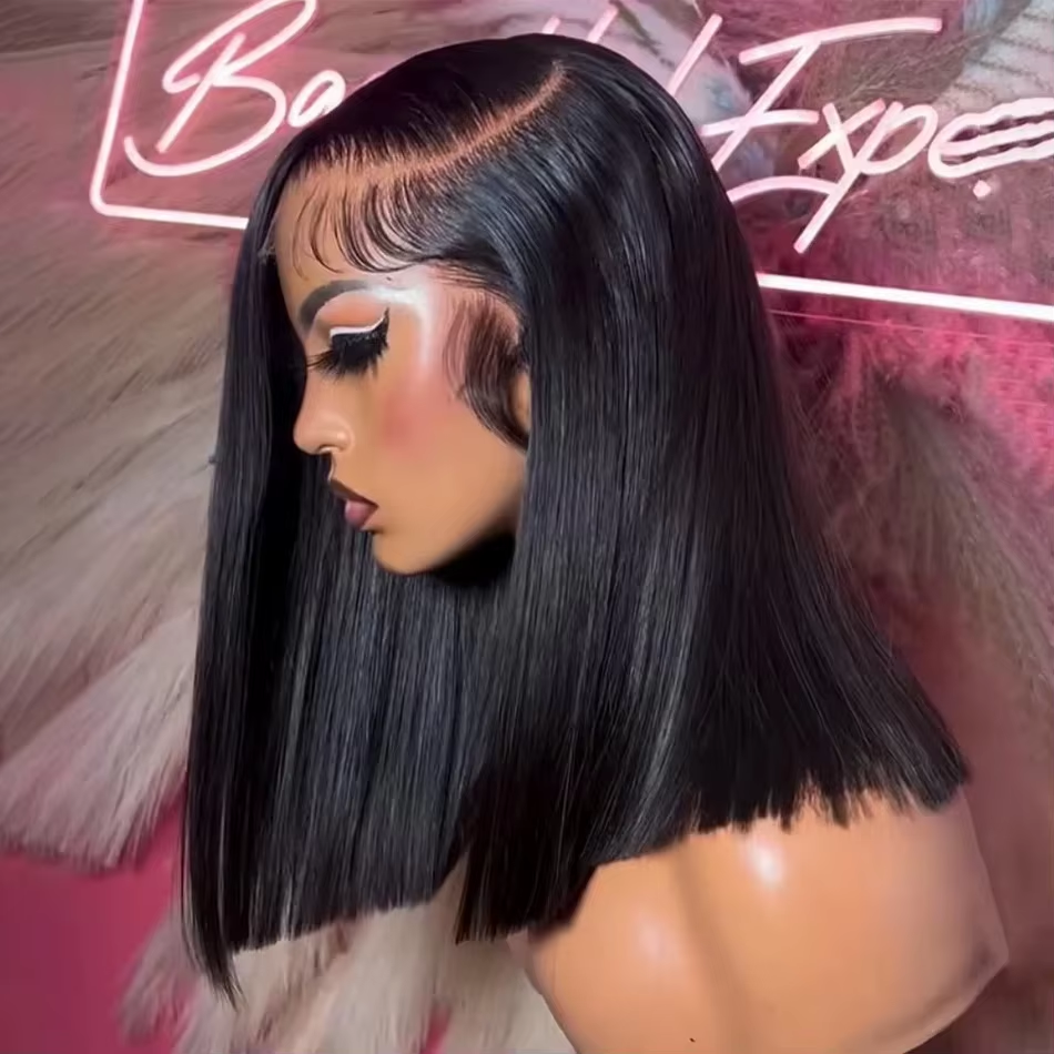 Gefily-10 Inch 13x4 HD Lace Wig Yaki Straight Bob wigs