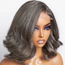 Gefily 10”/12” 5x5 Salt & Pepper Grey Layered Bob Wig – Glueless, Pre-Cut Body Wave