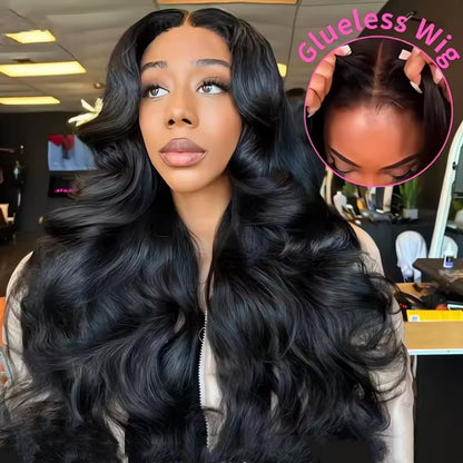 Gefily 18'' -42'' 7x6 Natural Black Body Wave Glueless Lace Front Wig – Lightweight & Breathable, Perfect Summer