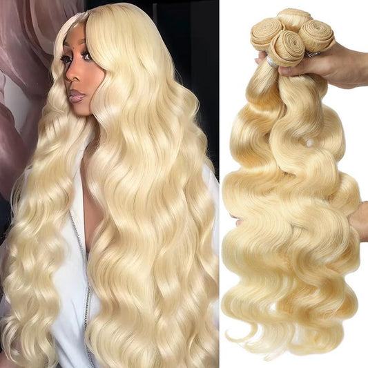 Gefily 18’’–30’’ Bundles 613 Blonde Body Wave Hair –Full & Silky Body Wave, Tangle-Free & Dyeable