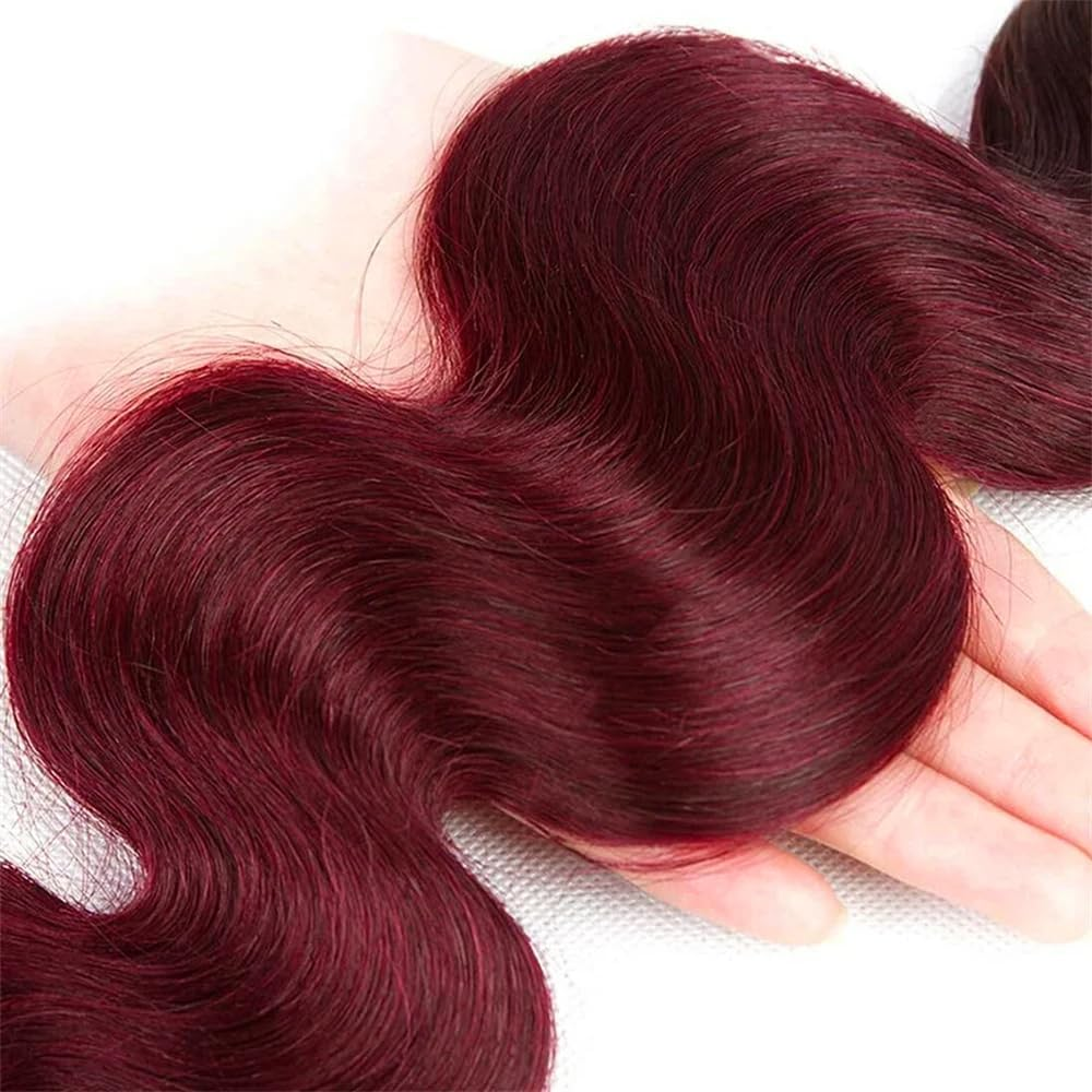 Gefily 24"24"24"24’’ 24" 99J Burgundy Red Body Wave Bundles Hair