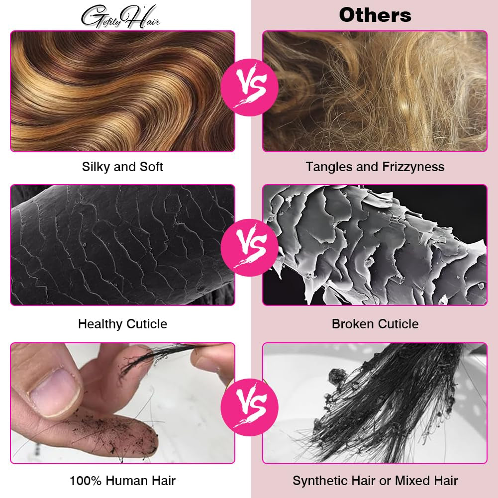 Gefily 18’’–30’’ Bundles 4/27 Highlight Brown Body Wave Hair – Smooth, Full-Body Waves with Shine That