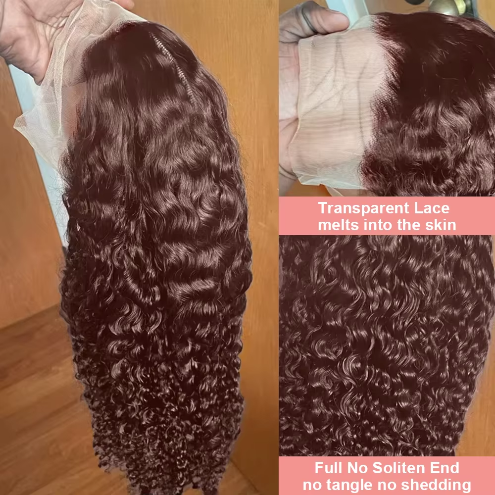Gefily-Brown Curly Super Invisible Lace Front Wigs