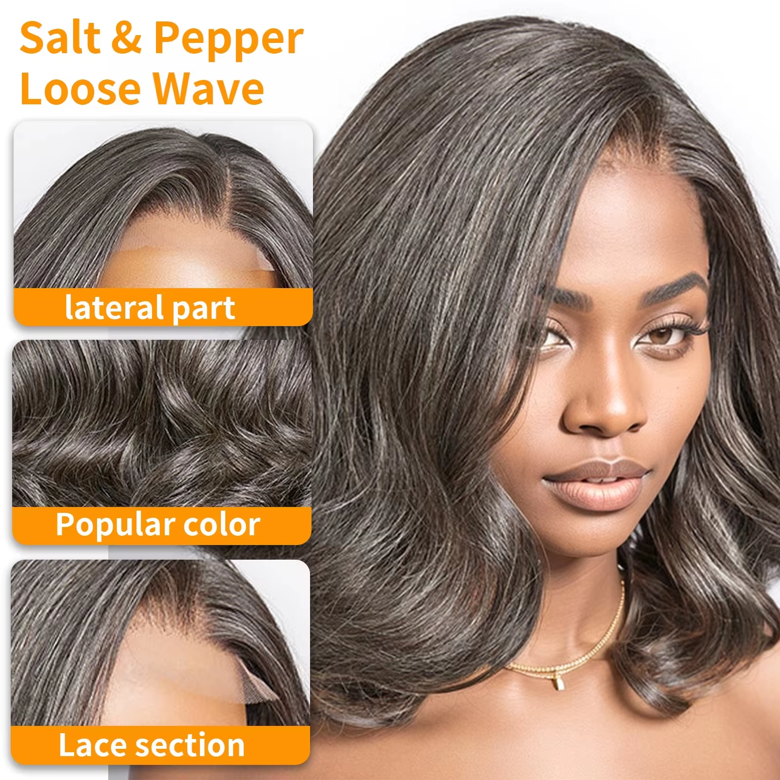 Gefily-12 Inch Salt & Pepper Layered Bob Wig Body Wave 5x5 Glueless Pre-Cut Grey Wig