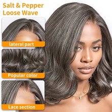 Gefily 10”/12” 5x5 Salt & Pepper Grey Layered Bob Wig – Glueless, Pre-Cut Body Wave