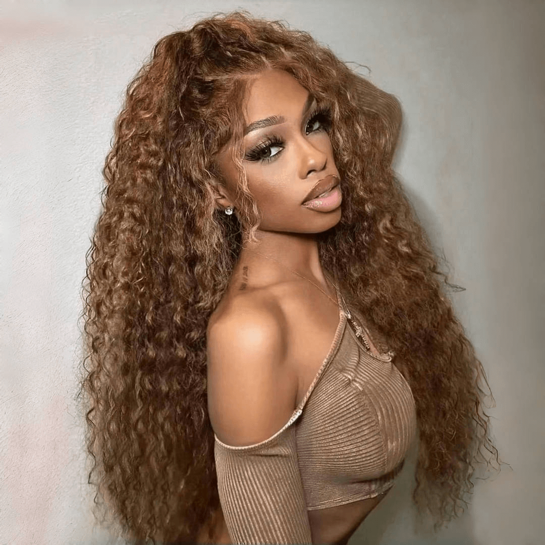 Gefily 20‘’-36‘’ 13x6 4/27 Highlight Ombre Honey Blonde Lace Front Wig Curly & Deep Wave -100%Human Hair,Lightweight & Comfortable, Shine-Enhancing Highlights