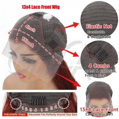 ⚡️|BigSale|Gefily 18"-36"13x4 #33 Reddish Brown Lace Front Wig Body Wave Long Hair