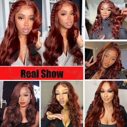 ⚡️|BigSale|Gefily 18"-36"13x4 #33 Reddish Brown Lace Front Wig Body Wave Long Hair