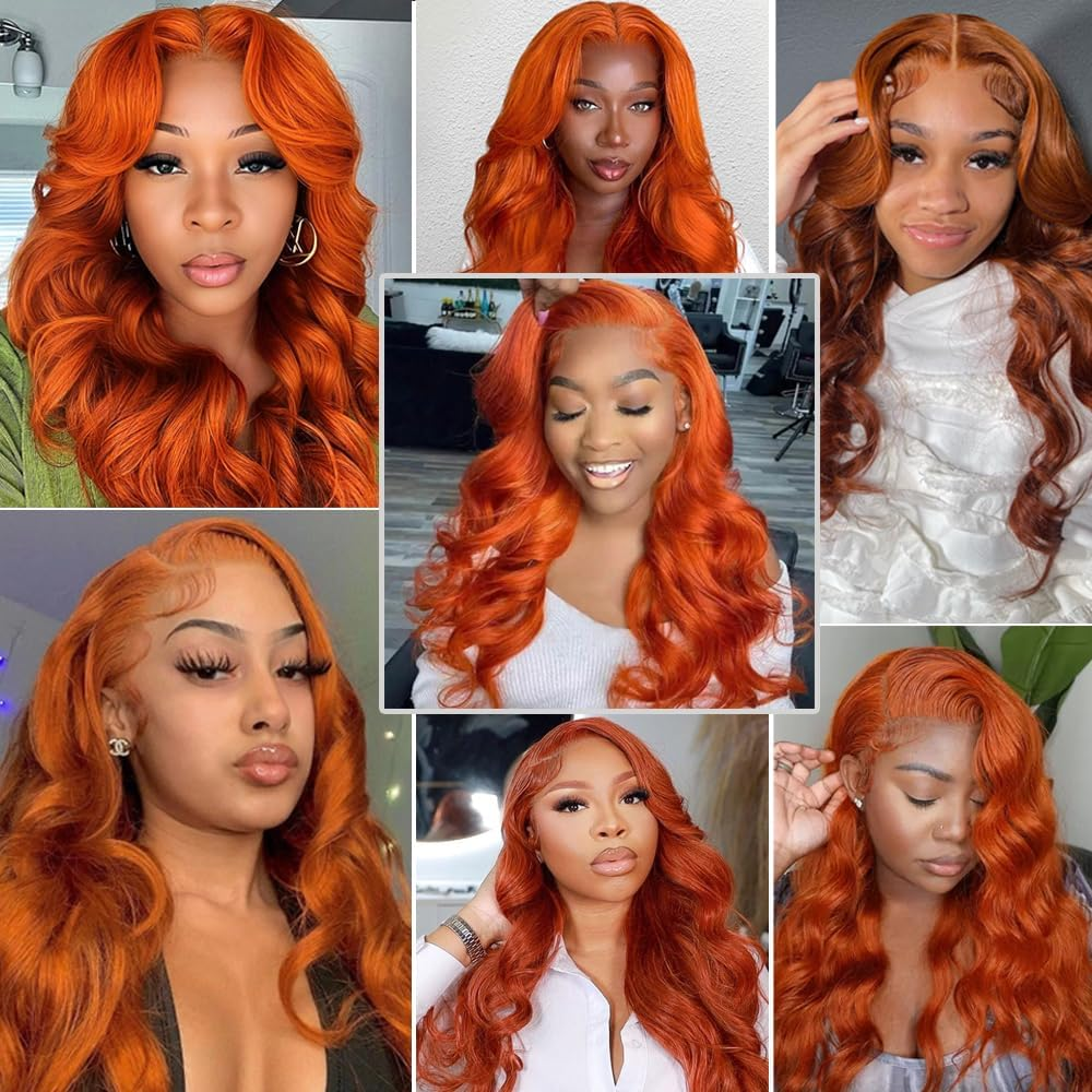 ⚡️|BigSale|Gefily 30"-32"13x4 350 Ginger Orange Lace Front Wig Body Wave Long Hair