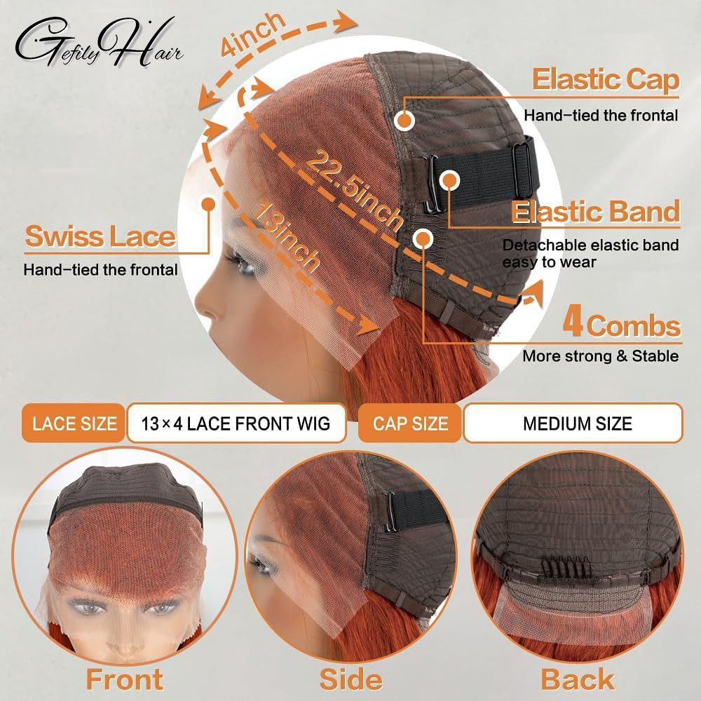 ⚡️|BigSale|Gefily 30"-32"13x4 350 Ginger Orange Lace Front Wig Body Wave Long Hair
