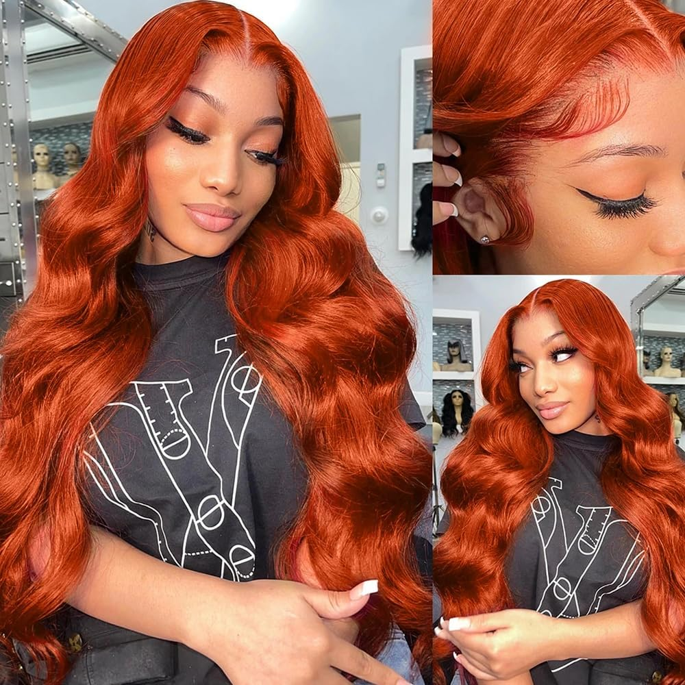 ⚡️|BigSale|Gefily 30"-32"13x4 350 Ginger Orange Lace Front Wig Body Wave Long Hair