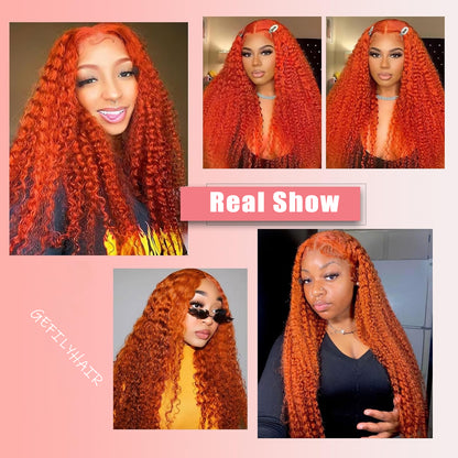 ⚡️|BigSale|Gefily 20"-34"13x4 350 Ginger Orange Lace Front Wig Curly Wave Long Hair Wig