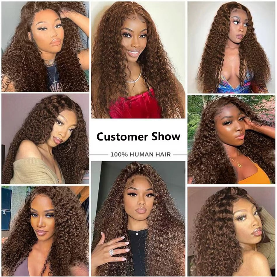 ⚡️|BigSale|Gefily 20’’-38’’ 13x4 Lace Front Wig Chocolate Brown Curly Wave Deep Wave