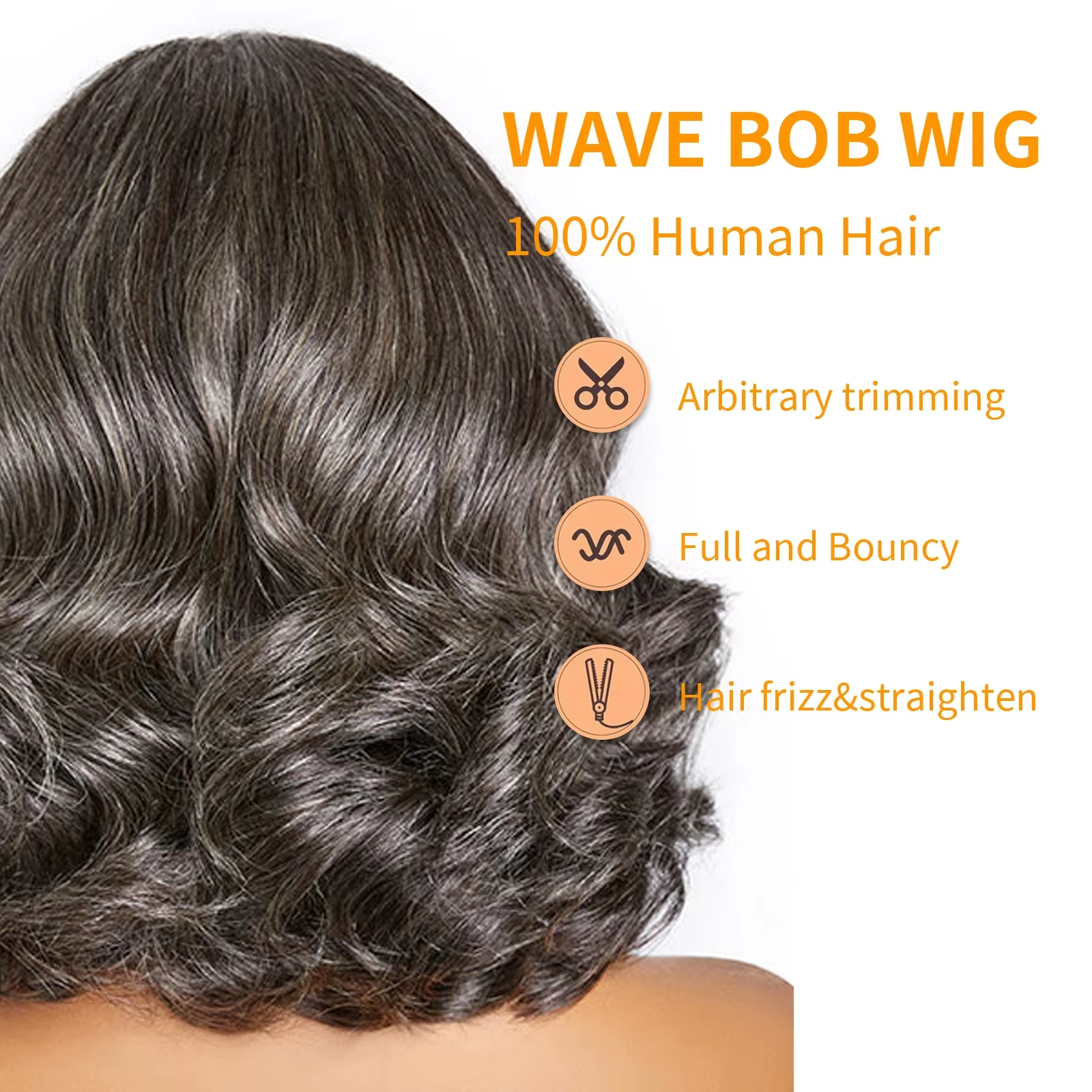 Gefily-12 Inch Salt & Pepper Layered Bob Wig Body Wave 5x5 Glueless Pre-Cut Grey Wig