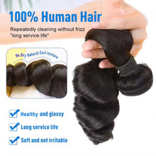 Gefily 16-34Inch Natural Black Loose Wave Hair Bundles Virgin Brazilian Hair Weave 4 Bundles