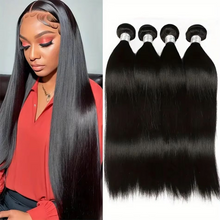 Gefily 16-34Inch Natural Black Straight Hair Bundles Virgin Brazilian Hair Weave 4 Bundles