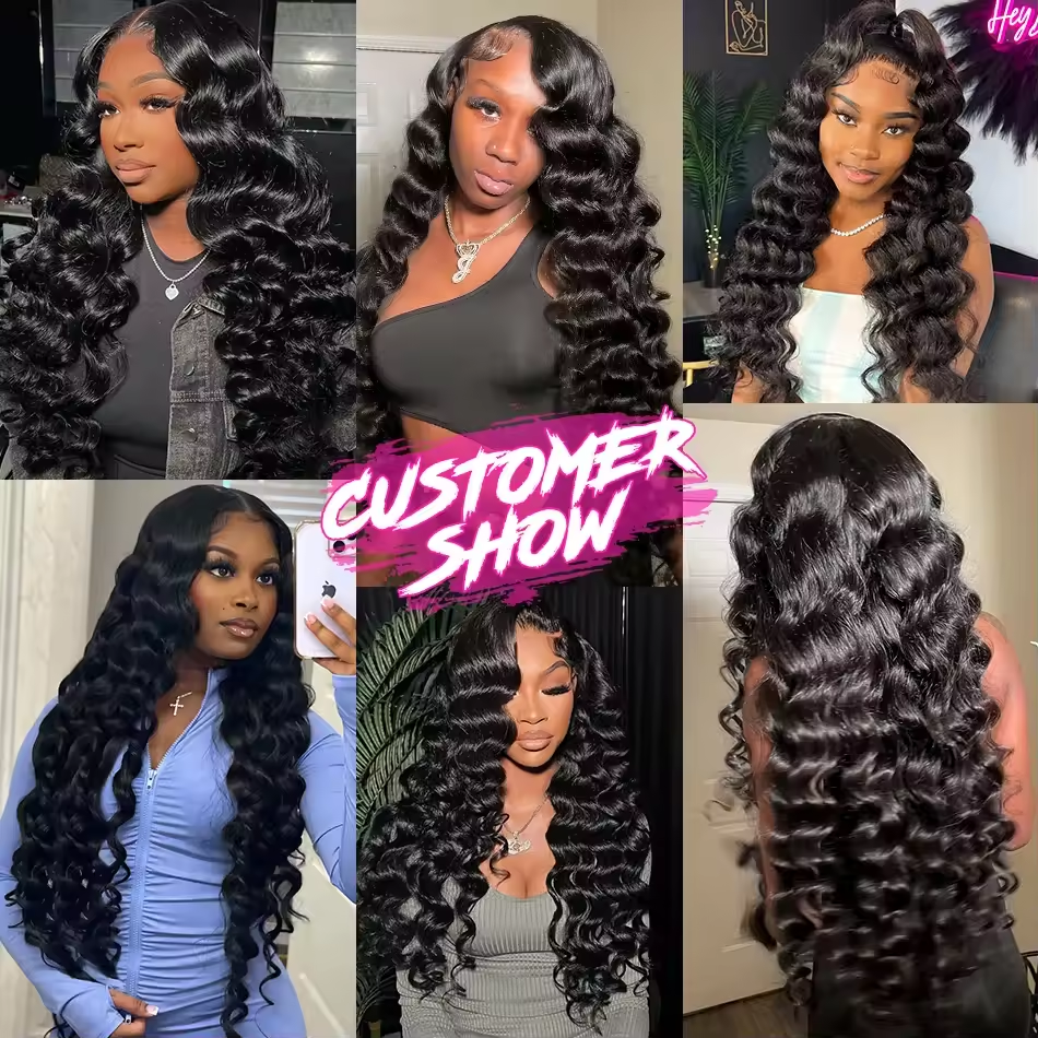 Gefily 16-34Inch Natural Black Loose Wave Hair Bundles Virgin Brazilian Hair Weave 4 Bundles