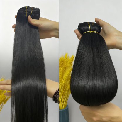 Gefily 16’’–30’’ 9PCS 120g Natural Black Straight Clip-In Human Hair Extensions – Silky & Seamless, Easy to Wear, Tangle-Free & Dyeable
