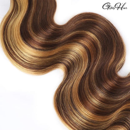 Gefily 18’’–30’’ Bundles 4/27 Highlight Brown Body Wave Hair – Smooth, Full-Body Waves with Shine That