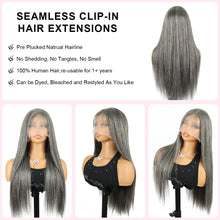 Gefily 20’’–32’’ 13x4 Salt & Pepper Straight Lace Front Wig – Ultra Invisible Lace, 100% Human Hair, Natural Grey Blend for Sophisticated Beauty