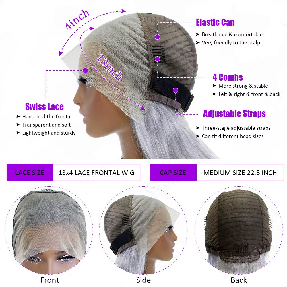 Gefily 10” 13x4 Silver Gray Bob Wig – Limited Edition, Human Hair, Dyeable Style