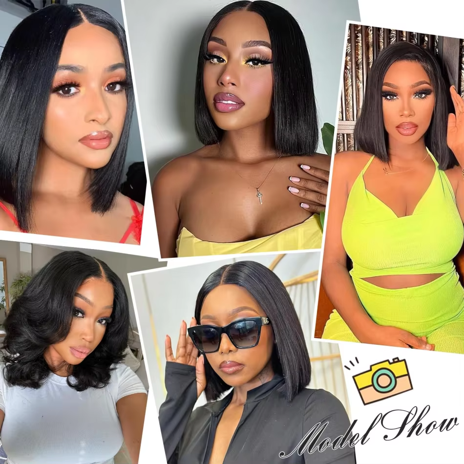Gefily-10 Inch 13x4 HD Lace Wig Yaki Straight Bob wigs
