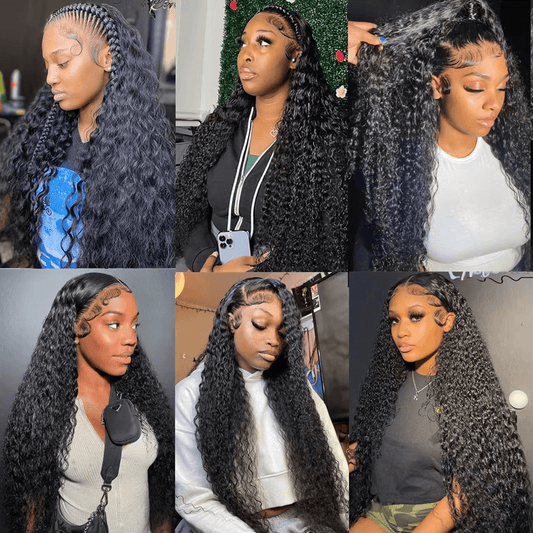 Gefily 20‘’-40‘’ 13x6 Natural Black Lace Front Wig Curly Wave Deep Wave– Bold Color, Super Invisible Lace, 100% Human Hair, Vibrant Red Shade
