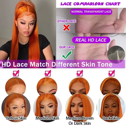 ⚡️|BigSale|Gefily 26‘’-36‘’ 13x4 #350 Ginger Orange Straight Lace Front Wig Straight Hair