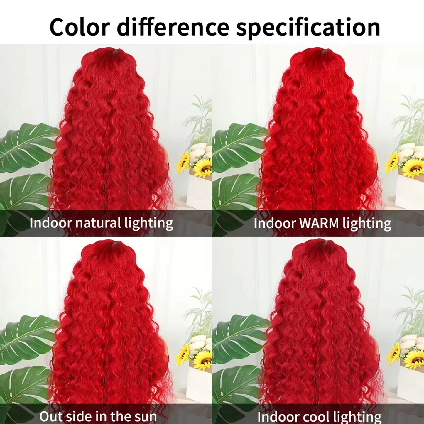 Gefily 20‘’-36‘’ 13x4 Fire Red Lace Front  Wig Curly Wave Deep Wave– Bold Color, Super Invisible Lace, 100% Human Hair, Vibrant Red Shade