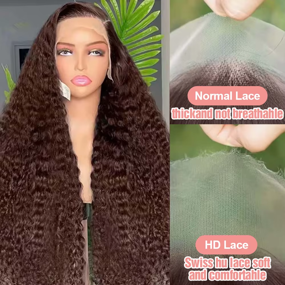 ⚡️|BigSale|Gefily 20’’-38’’ 13x4 Lace Front Wig Chocolate Brown Curly Wave Deep Wave