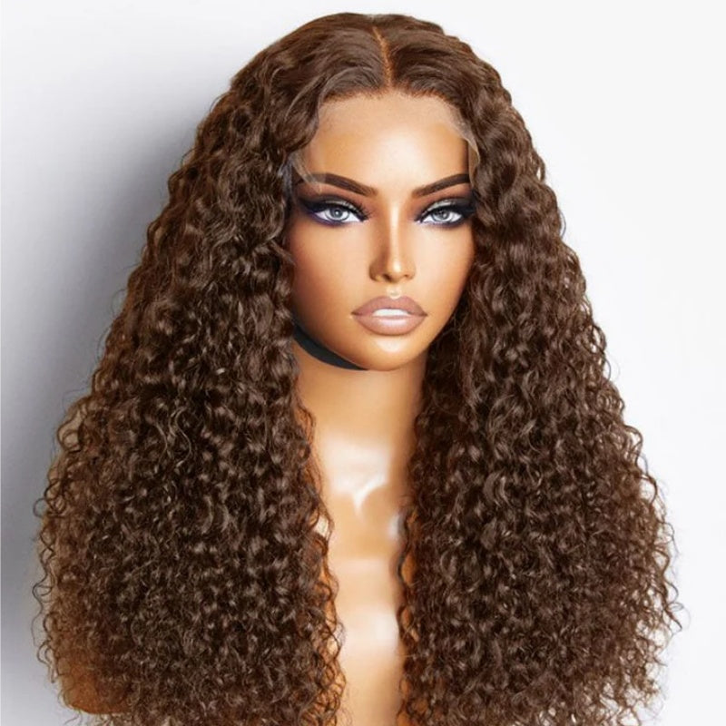 Gefily-Brown Curly Super Invisible Lace Front Wigs