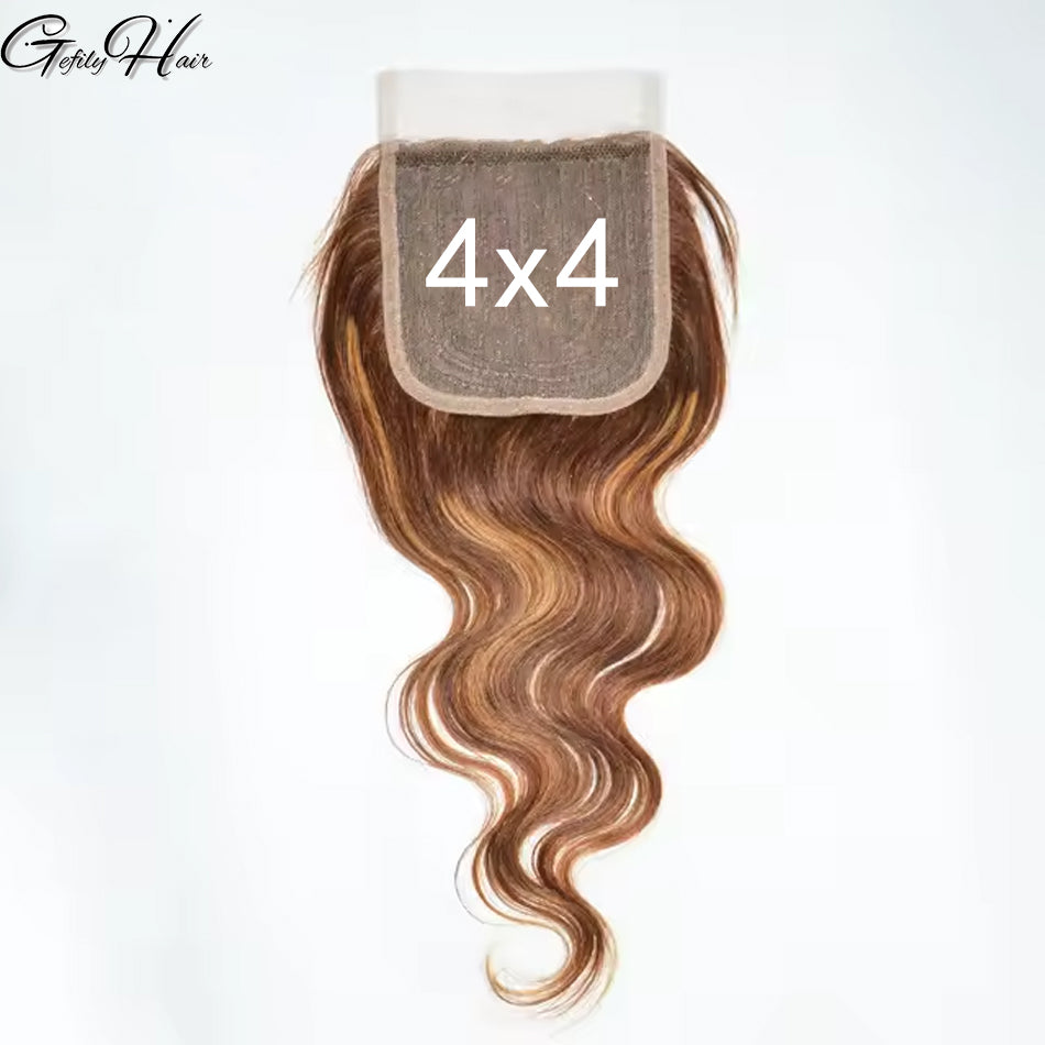Gefily 18’’–30’’ Bundles 4/27 Highlight Brown Body Wave Hair – Smooth, Full-Body Waves with Shine That