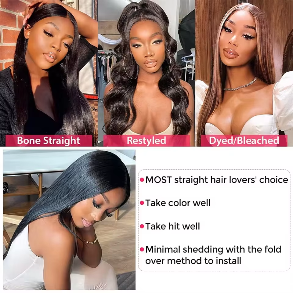 Gefily 16-34Inch Natural Black Straight Hair Bundles Virgin Brazilian Hair Weave 4 Bundles